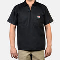 Ben Davis Half-Zip short-sleeve work shirt in black, front view