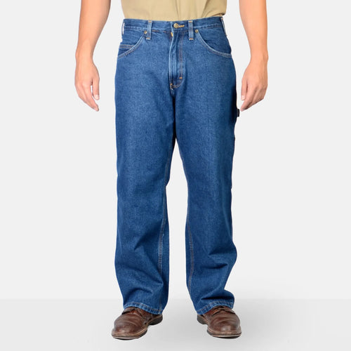 Ben Davis Carpenter Work Pants in Washed Indigo Denim Front View