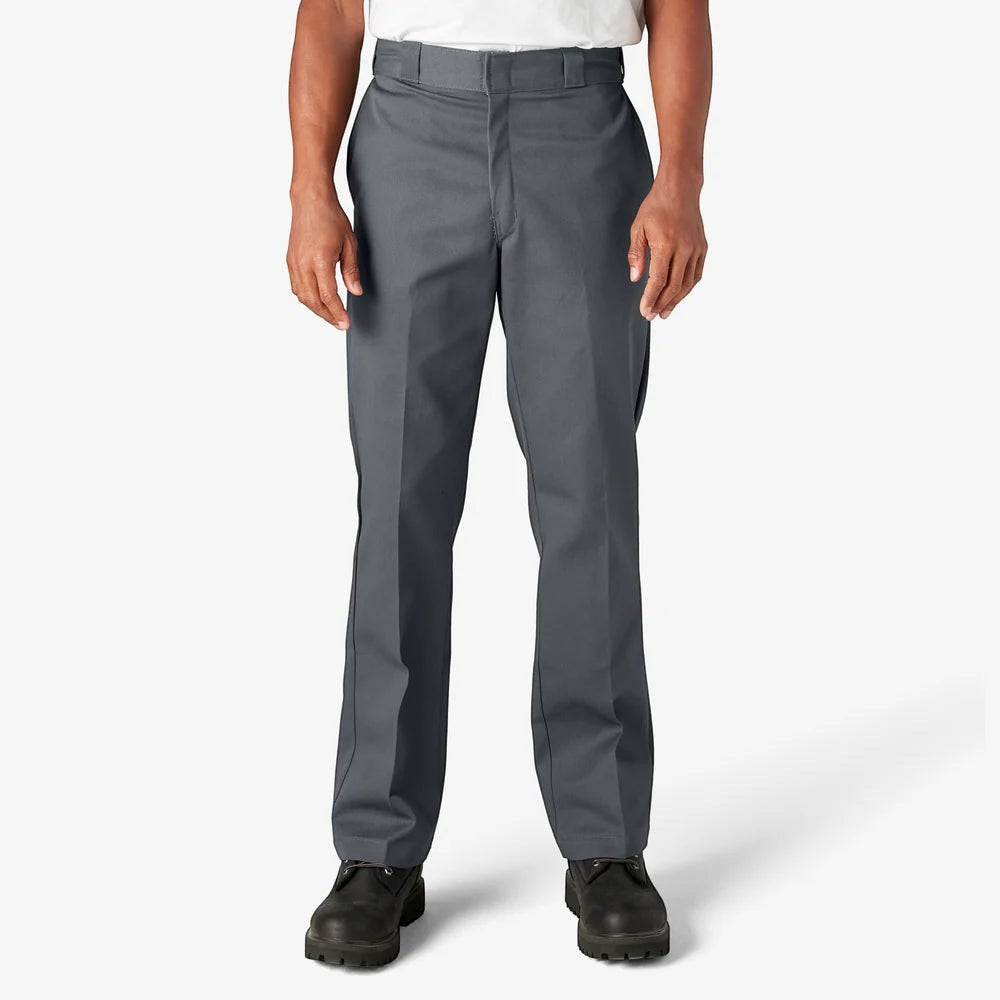 City Of Saints Clothing men wearing grey Dickies Original 874 work pants with a straight leg and durable twill fabric.