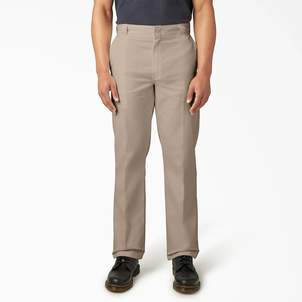 City Of Saints Clothing men wearing khaki Dickies Original 874 work pants with a straight leg and heavyweight twill fabric