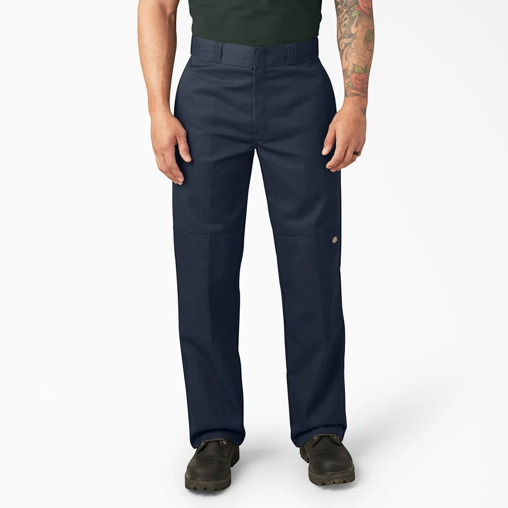 City Of Saints Clothing navy blue Dickies loose fit work pants with reinforced double knee panels and straight leg cut.